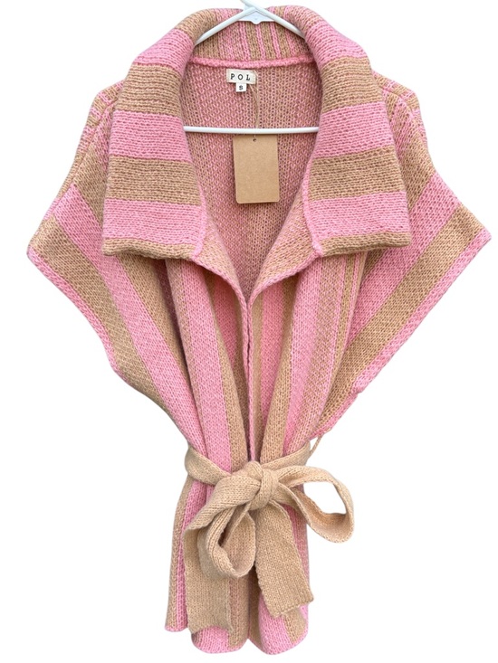 POL Sweaters - NWT POL Open Front Belted Sweater Pink Tan Size Small